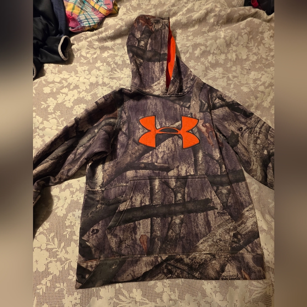 Under Armour Kids' Camo Hoodies - Brown and Orange - Picture 6 of 7